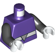 Torso with White Belt with Rectangle Belt Buckle Print, Black Arms, White Hands Dunkellila