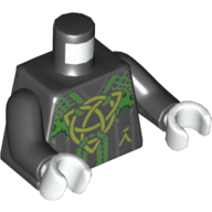 Torso Robe, Lime Keltic Knot, Green String Print, Black Arms, White Hands Schwarz