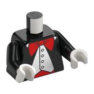 Torso Jacket, Open over White Vest, Red Bow Tie and Belt Print, Black Arms, White Hands Black