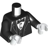 Torso Jacket, Tuxedo, White Shirt, Black Bow Tie print, Black Arms, White Hands Schwarz