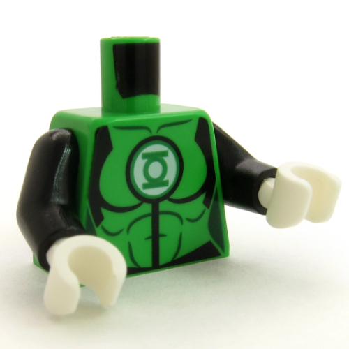 Torso Green Lantern Logo Print, Black Arms, White Hands Hellgrün