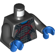 Torso Robes with Silver Trim over Armor and Dark Red Wounds Print, Black Arms, Blue Hands Black
