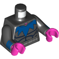 Torso Muscles, Dark Blue Pointed Collar, Silver Belt Print, Black Arms with Dark Blue Cuffs Print, Dark Pink Hands Black