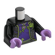 Torso, Robe, Dark Purple Shirt, Lime Trim, Spider, Silver Webs print, Black Arms, Magenta Hands Schwarz