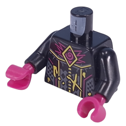 Torso, Magenta/Bright Light Yellow Lines, Silver Armor print, Black Arms, Magenta Hands Black