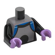 Torso Jumpsuit, Blue Markings, Dark Bluish Grey Trim, Connector print (Mr Freeze), Black Arms, Lavender Hands Flat Silver