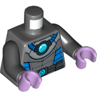 Torso Diving Suit, Blue Sides, Hoses, Light Blue Circle, Belt Print, Black Arms, Lavender Hands Dark Bluish Gray