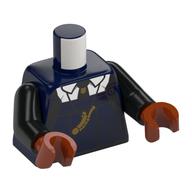 Torso Robes, White Shirt, Black Tie, Large Gold Whistle Print, Black Arms, Dark Orange Hands Dunkelblau
