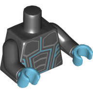 Torso Armor, Medium Azure and Silver Lines Print, Black Arms, Medium Azure Hands Black