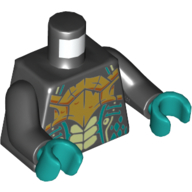 Torso Snake Scales, Gold Chestplate, Dark Turquoise Scales Print, Black Arms, Dark Turquoise Hands Schwarz