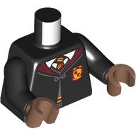 Torso, Hogwarts Crest, Robe, Dark Red Trim, White Shirt, Yellow/Red Tie print, Black Arms, Medium Brown Hands Black