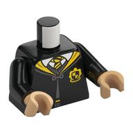 Torso, Robe, Yellow Collar, Hufflepuff Crest, White Shirt, White/Black Tie print, Black Arms, Warm Tan Hands Schwarz