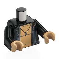 Torso, Open Jacket, Bare Warm Tan Chest, Pendant print, Black Arms, Warm Tan Hands Black