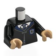 Torso, Robe with Clasp, Dark Blue Collar, White Shirt, Dark Blue/White Tie, Ravenclaw Crest print, Black Arms, Warm Tan Hands Black
