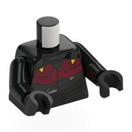 Torso, Mandalorian Armor, Dark Red Panel with Yellow Triangles print, Black Arms, Pearl Titanium Hands Schwarz