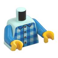 Torso, Blue Plaid Shirt/Pajama print, Dark Azure Arms, Yellow Hands Light Aqua