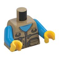 Torso Jacket Bodywarmer with Zippers and Pockets print, Dark Azure Arms, Yellow Hands Dark Tan
