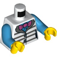 Torso Vest, White and Dark Bluish Grey Stripes, Magenta Bow Tie, Dark Azure Shirt print, Dark Azure Arms, Yellow Hands White
