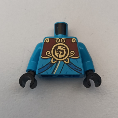 Torso Robe with Blue Trim, Dark Red and Gold Armor Print, Dark Azure Arms, Black Hands Dunkelazur
