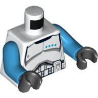 Torso Armor Clone Trooper Lieutenant Black Belt and Four Dark Azure Stars Print, Dark Azure Arms, Black Hands White