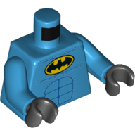 Torso Muscles, Batman Logo / Zipper on Back Print, Dark Azure Arms, Black Hands Dark Azure