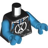Torso, Hoody, White Hourglass print, Dark Azure Arms and Hands Schwarz