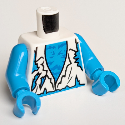 Torso, Shirt Tattered with Werewolf Hairy Chest Print, Dark Azure Arms and Hands White