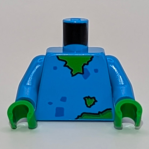 Torso, Sweater with Holes, Dark Blue Stains, Bright Green Body print, Dark Azure Arms, Bright Green Hands Dunkelazur