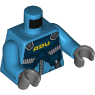 Torso Protection Vest with 'ADU' Print, Dark Azure Arms, Dark Bluish Gray Hands Dunkelazur
