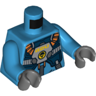 Torso Protection Vest and Breathing Apparatus with 'ADU' Print, Dark Azure Arms, Dark Bluish Gray Hands Dunkelazur