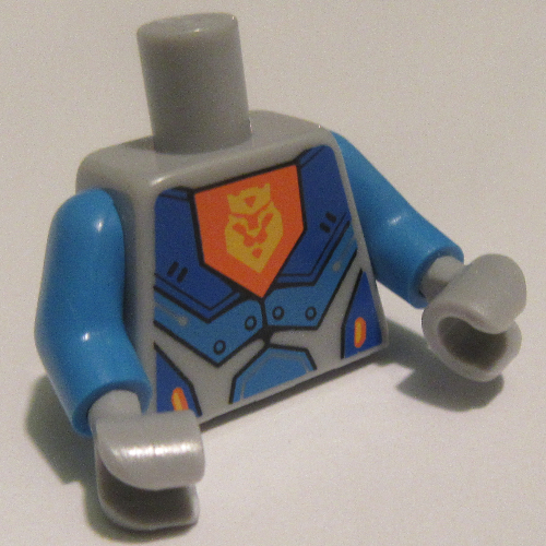 Torso Armour, Orange Emblem with Lion Print, Dark Azure Arms, Light Bluish Gray Hands Light Bluish Gray