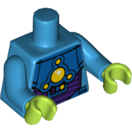 Torso Armor with 5 Yellow Lights Print, Dark Azure Arms, Lime Hands Dunkelazur