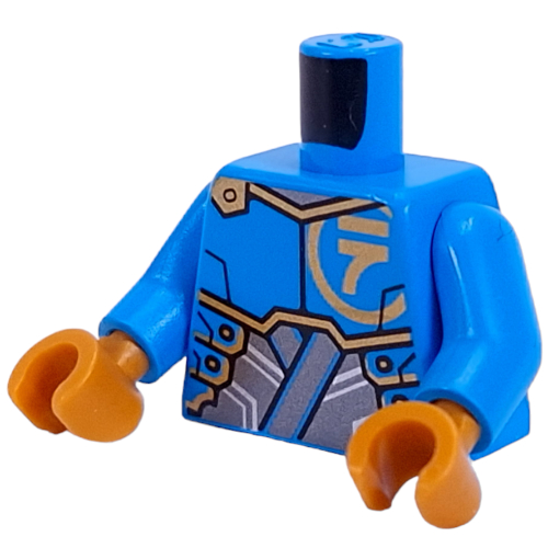 Torso, Gold Asian Symbol, Gold/Silver Armor print, Dark Azure Arms, Pearl Gold Hands Dark Azure