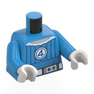 Torso, Blue Stripes, White Circle with Blue 4, White Belt, Collar print, Dark Azure Arms, White Hands Dunkelazur