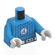 Torso, Blue Stripes, White Circle with Blue 4, White Belt print, Dark Azure Arms, White Hands Dunkelazur