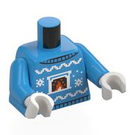 Torso, Christmas Sweater, White Snowflakes, Fireplace print, Dark Azure, White Hands Dunkelazur
