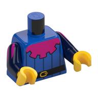 Torso Tunic, Magenta Collar, Black Belt, Money Pouch print, Dark Blue Arms, Yellow Hands Blue