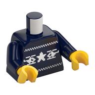 Torso, Christmas Sweater, White Helicopter print, Dark Blue Arms, Yellow Hands Dark Blue