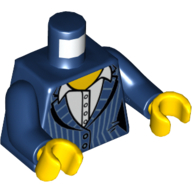 Torso Suit Jacket with Pinstripes over White Shirt Print, Dark Blue Arms, Yellow Hands Dark Blue