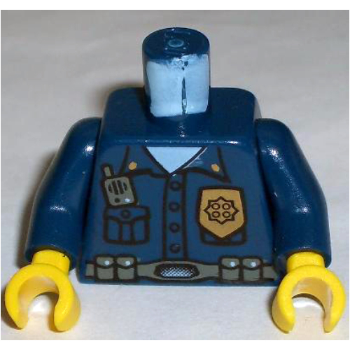 Torso Highway Patrol 2, Shirt with Gold Badge and Radio Print, Dark Blue Arms, Yellow Hands Dark Blue