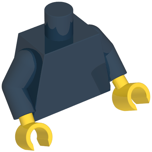 Torso Windsurfer in Yellow Circles Front, '2011 The LEGO Store Lone Tree, CO' Back Print, Dark Blue Arms, Yellow Hands Dunkelblau