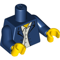 Torso Blazer over Light Blue Button Down Shirt Print, Dark Blue Arms, Yellow Hands Dunkelblau