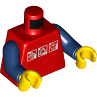 Torso 3 White & Silver Logos Print, Dark Blue Arms, Yellow Hands Red