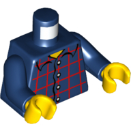Torso Plaid Shirt with Buttons / '2012 The LEGO Store Woodlands, TX' Back Print, Dark Blue Arms, Yellow Hands Dunkelblau