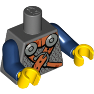 Torso Mail Armour with 2 Shoulder Rondels and Crossed Belts Print, Dark Blue Arms, Yellow Hands Dunkelblaugrau