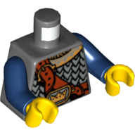 Torso Scale Mail Armor, Crown on Buckle, Chest Strap Print, Dark Blue Arms, Yellow Hands Dark Bluish Gray