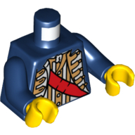 Torso Pirate Governor with Red Sash Print, Dark Blue Arms, Yellow Hands Dark Blue