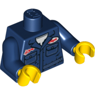 Torso Mechanic Shirt with Two Pockets and Dirt Stains Print, Dark Blue Arms, Yellow Hands Dunkelblau