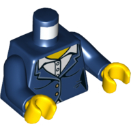 Torso Jacket with White Shirt, Buttons Print, Dark Blue Arms, Yellow Hands Dunkelblau