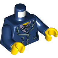 Torso Jacket, Buttons, Lavender Shirt, Pearl Necklace Print, Dark Blue Arms, Yellow Hands Dunkelblau